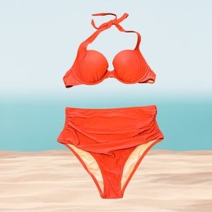 Cupshe halter top bikini in dark orange/brown